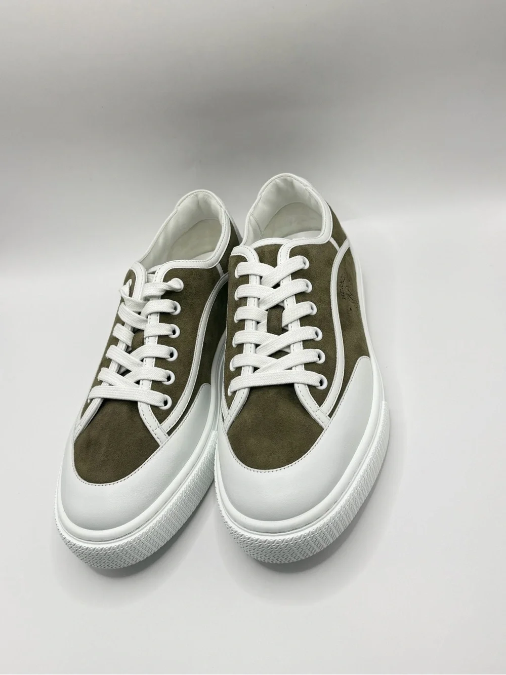 Hermes Women’s Low-Top Sneakers in Taupe and White